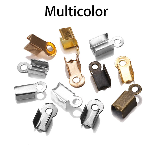 Crimp Bead Connectors Cord End Caps String Ribbon Leather Clip Foldover Cord Ends Fastener For DIY Jewelry Making Supplie