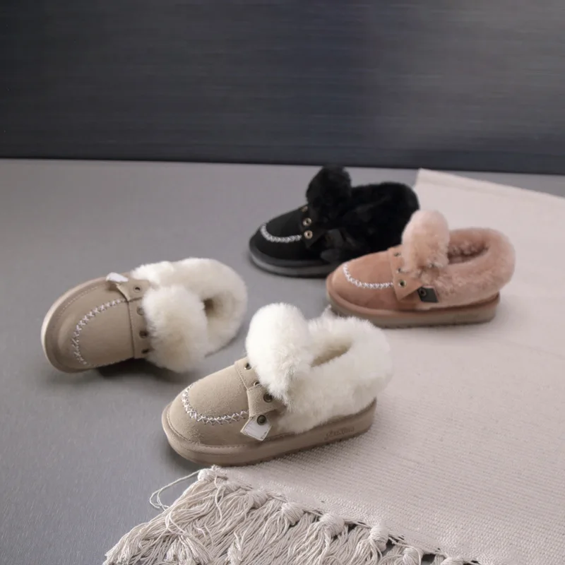 Новые детские зимние ботинки с мягкой подошвой зимняя обувь удобная детская обувь плюшевые детские ботинки Botas Botte Enfant Fille 26-37