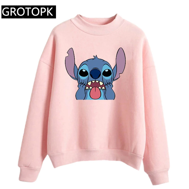 Женская модная толстовка с капюшоном Lilo Stitch Harajuku Kawaii, толстовки с милым рисунком, женские повседневные толстовки с принтом, милые повседневные топы - Цвет: PK-553814