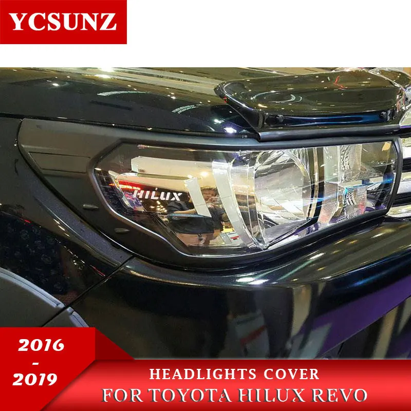Черные автомобильные аксессуары крышка головного света для Toyota Hilux Revo 2015 2016 2017 2018