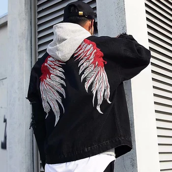 

Man Jacket 2020 Vintage Retro Style Hip Hop Denim Jacket Hole Streetwear Jackets Button Male Jacket Pocket Male Clothes