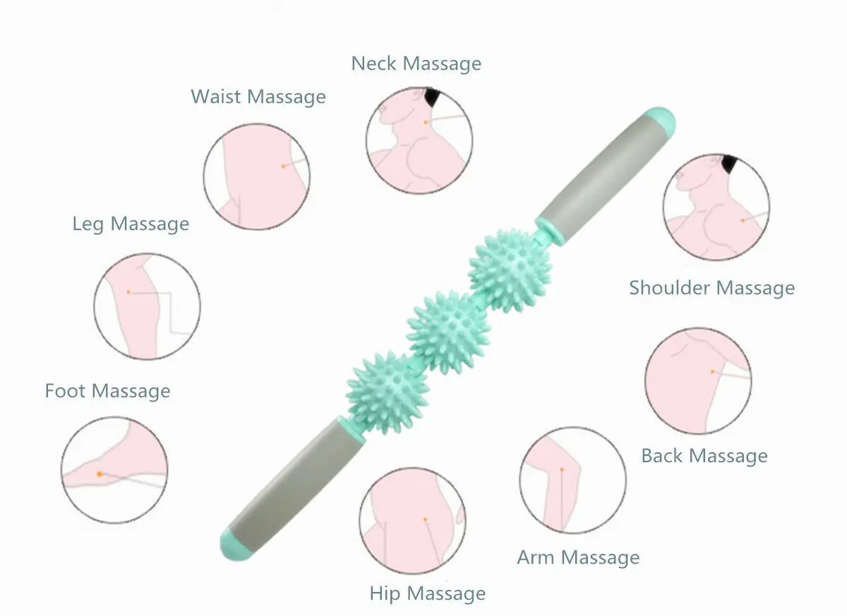Фитнес-Массажная роликовая палка 3/5 шипованные шарики-глубокая ткань фасции ручной массажер высвобождение боли в ногах, шее и спине
