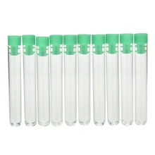 10 шт. 12x75 мм Жесткая пластиковая пробирка из полистирола, пробирка с высокой прозрачностью, прозрачные пробирки с зеленые кепки, пробки, школьные лабораторные принадлежности