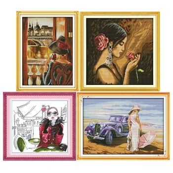 

Elegant beauty series handmade cross stitch kits 11CT 14CT printed pattern crafts DMC on fabric sewing needlework embroidery set
