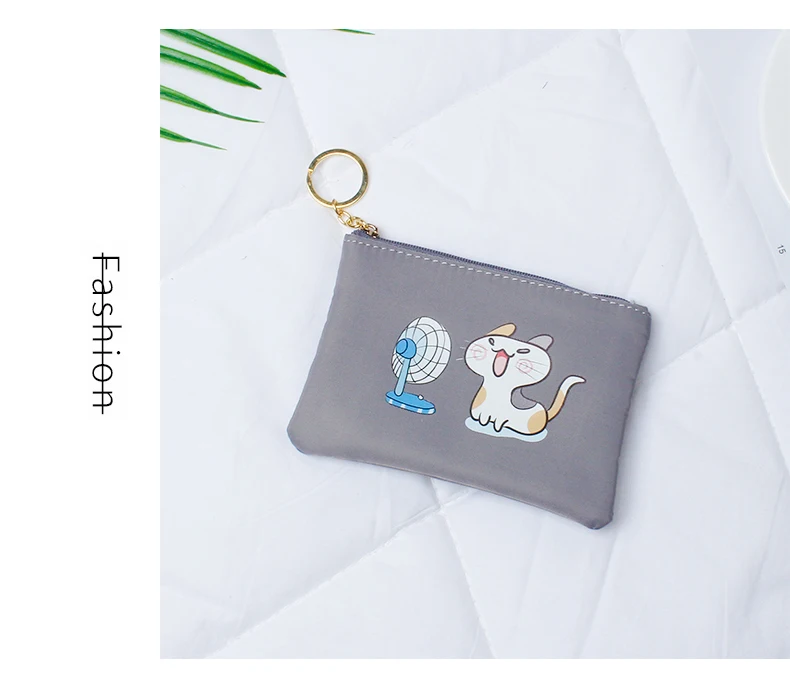 Детские кошельки для девочек, держатель для монет, Kawaii, животные, кошка, вентилятор, женские Мини кошельки для мелочи, сумка для денег, Детская сумочка на молнии, подарок