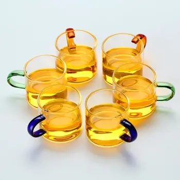 

Teapot Thick Transparent Glass Small Tea Cup with 6 Heat-resistant Cup Glass Tea Cup Mini Cup Tetera Tea Pot with Infuser