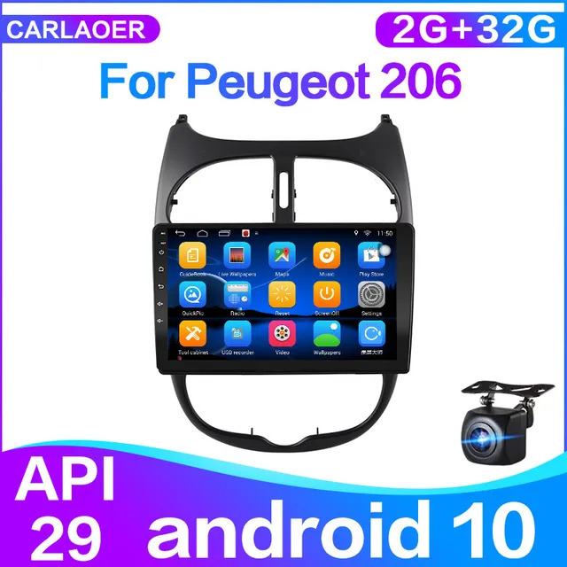 $123.73 2din android 10 For Peugeot 206 2000 -2016 Car Radio Multimedia Video Player Navigation GPS 2 din player wifi 4G 2G + 32G IPS