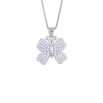 

Crystal Luxury Butterfly Necklaces For Women 925 Sterling Silver Zircon Butterfly Pendants Wedding Fashion Jewelry