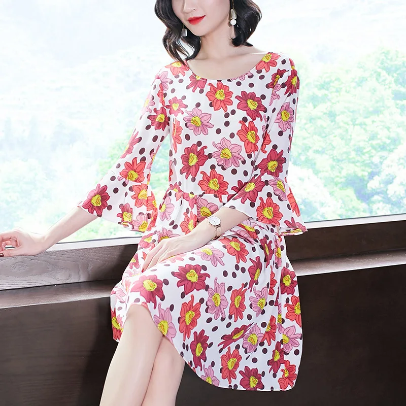 Wit Print Rode Bloemen Zijden Jurken Vrouwen 2020 Zomer Lange Casual Kantoor Werk Beach Party Jurk Plus Size Fashion Dropship Wit Print Rode Bloemen Zijden Jurken Vrouwen 2020 Zomer Lange Casual Kantoor Werk Beach Party Jurk Plus Size Fashion Dropship