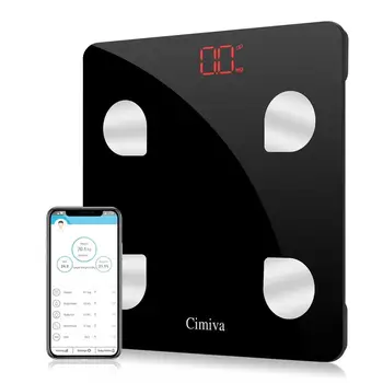 

LESHP Body Fat Scale Smart BMI Scale Digital Bathroom Wireless Weight Scale Body Fat Analyzer With Hidden LED Display
