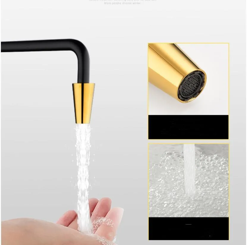 Vidric New Arrival Brush gold/Black Bathroom Basin Faucet Single Handle Mixer Tap Deck Mounted Hot And Cold Tap Sink Faucet