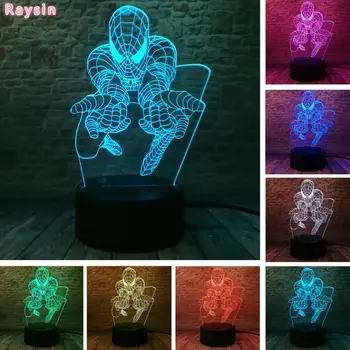 

Movie Avengers Infinity War Iron The Amazing Spider Man Toy Action Figure 7 Colors Change Night Light Mood Table Home Decor Gift