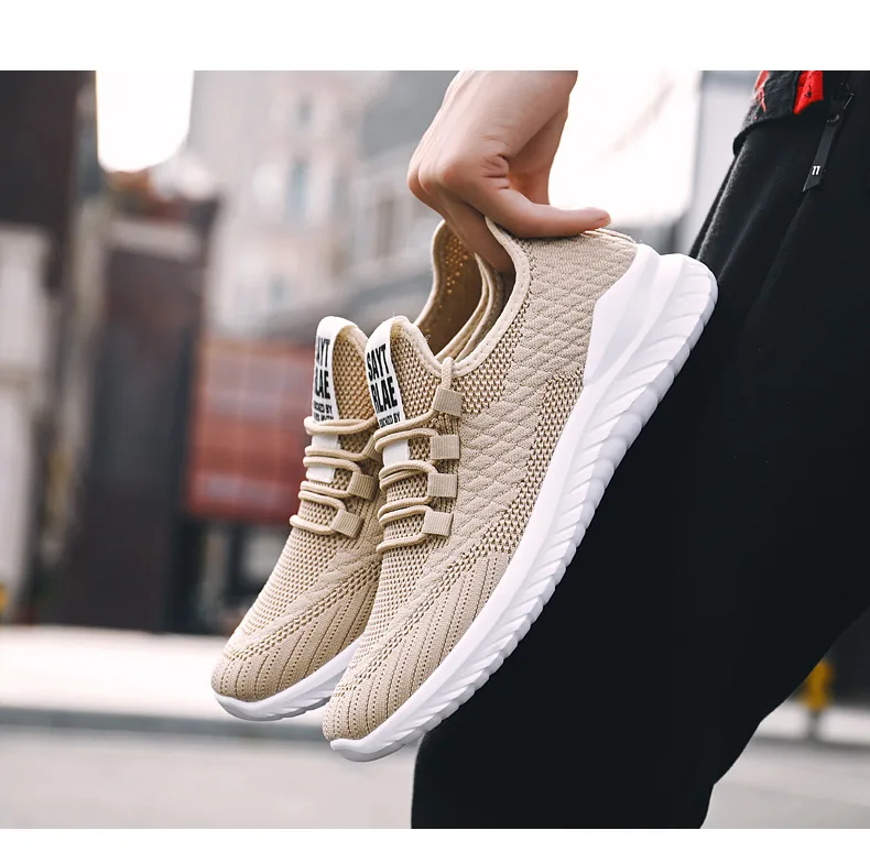 New Summer Male Leisure Flying Woven Shoes Men Breathable Net Shoes Fashion Running Sneakers Men's Vulcanize Shoes