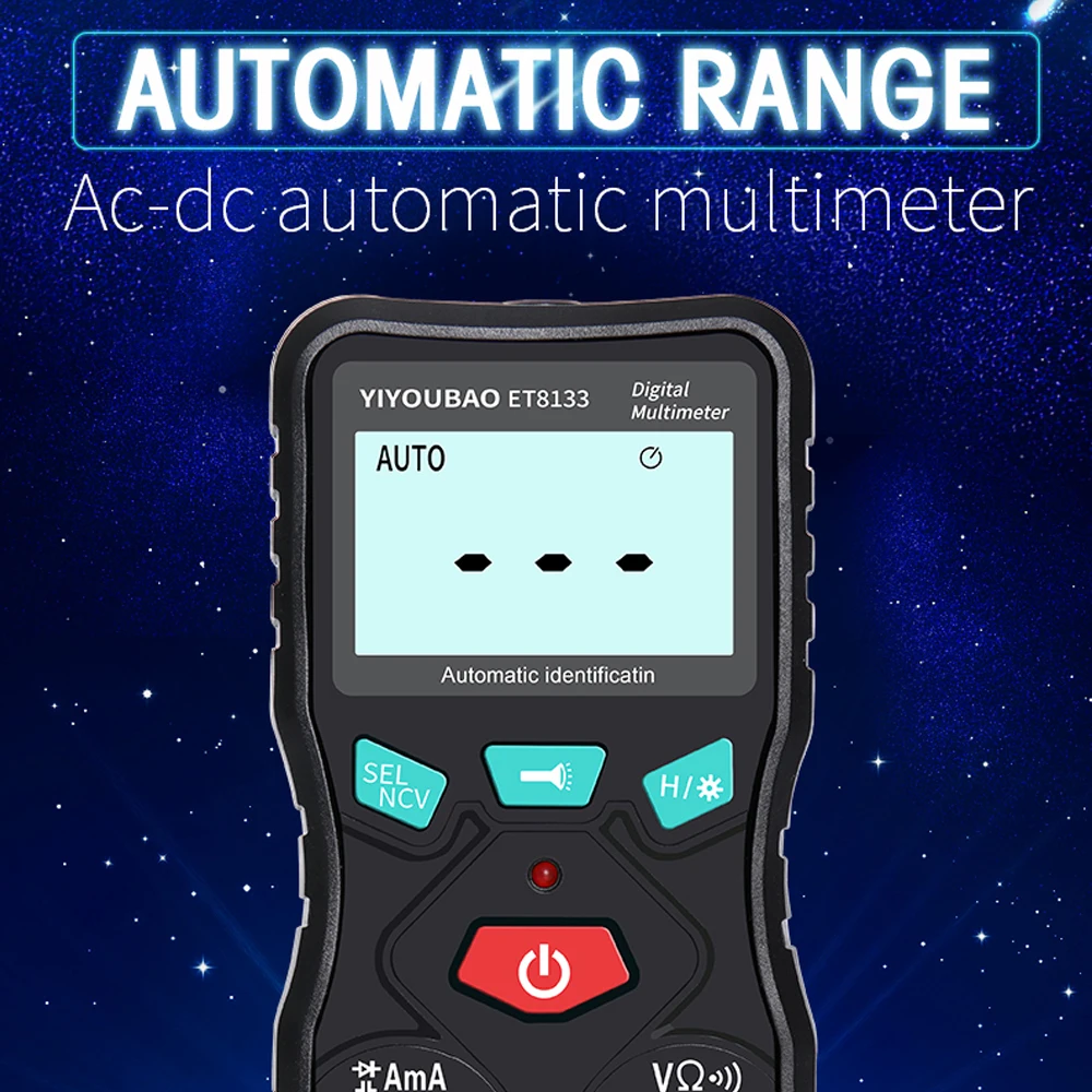 ET8133 Профессиональный цифровой автоматический мультиметр True RMS 2000 отсчетов Вольтметр Амперметр измеритель со звуковым сигналом с фонариком