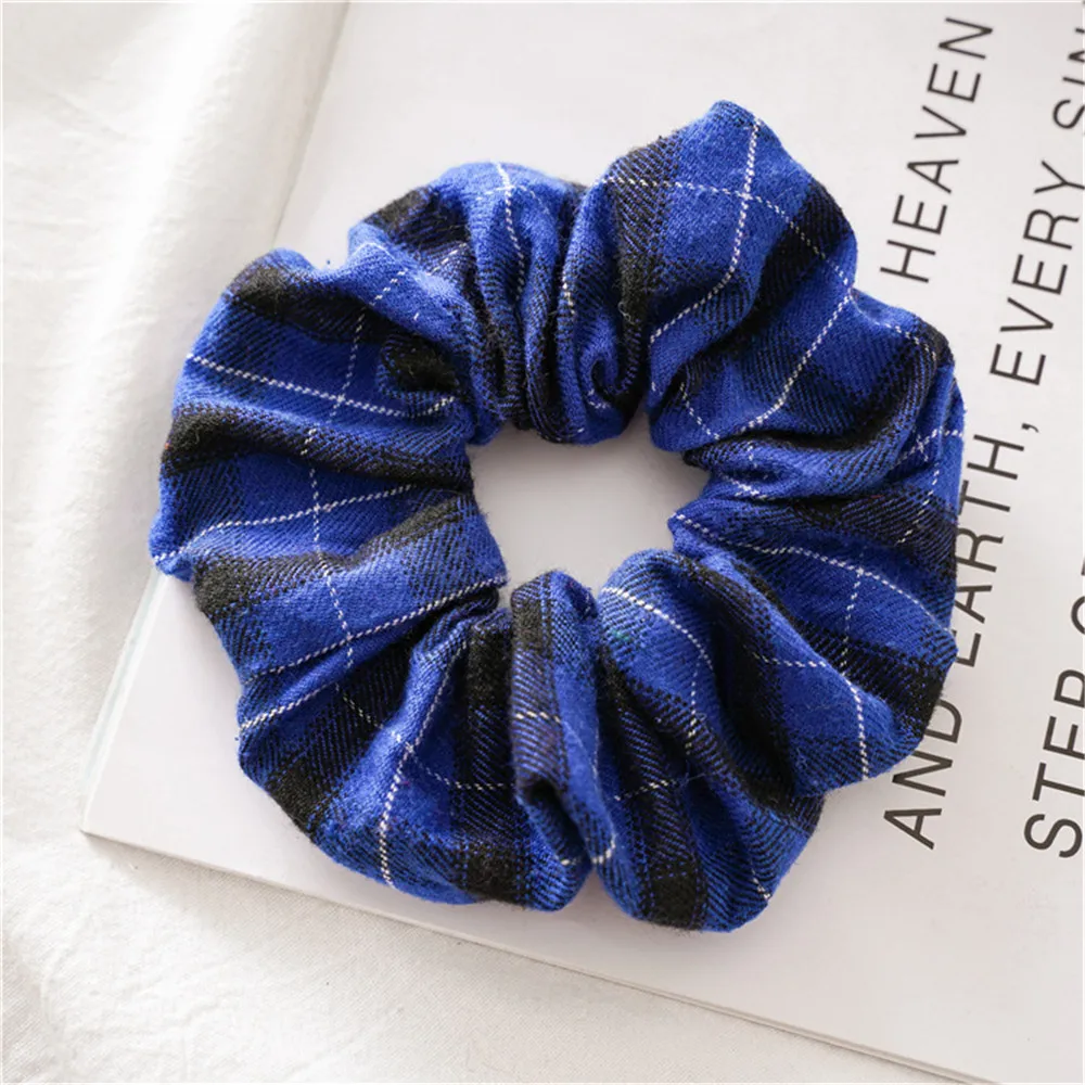 Новинка, зимние хлопковые сетчатые резинки для волос, Однотонные резинки для волос, Женский хвостик, держатели, резинки для волос для девочек, аксессуары - Цвет: Blue