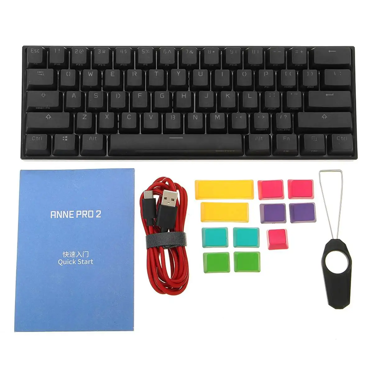 Anne Pro2 60% bluetooth 4,0 type-C RGB 61 клавиша Механическая игровая клавиатура красный синий коричневый переключатель Gateron