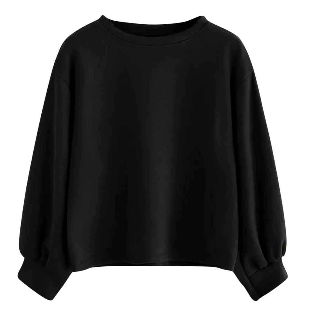 JAYCOSIN Fashion Women Casual Simple Solid Color O-Neck Sweatshirt Long Sleeve Comfortable Soft Blouse Loose Sweatershirt Tops