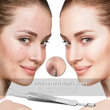 Зубная щетка с двумя головками и Нержавеющая сталь прыщей иглы 2-в-1 черноголовых удаления инструменты акне клип пинцет экстрактор комедонов инструмент