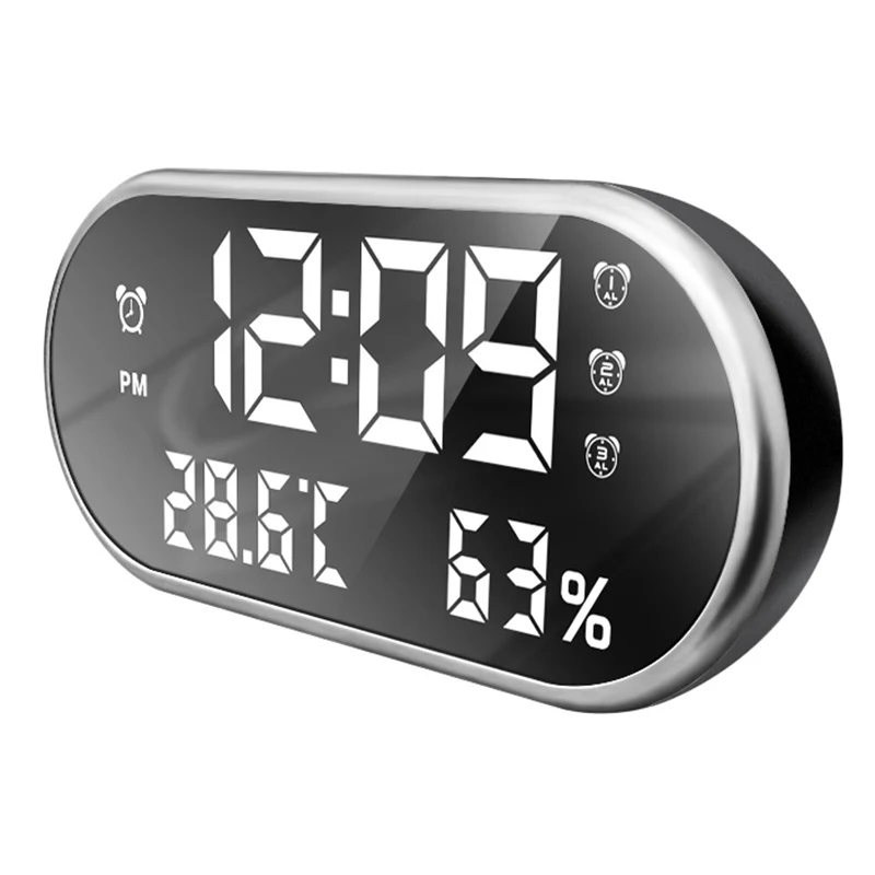  Digital LED Display Temperature Humidity Alarm Clock 24 /12 hours Power bank Portable Mobile phone 