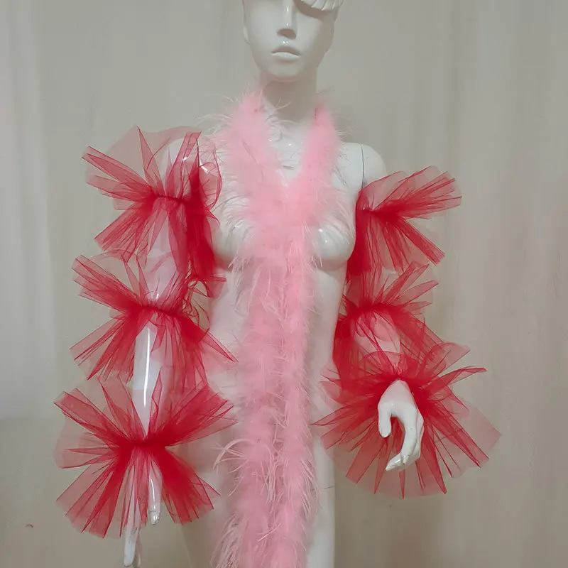 Mingli Tengda Bridal Gloves Wedding Accessories Mori Exaggerated Modeling Long Gloves Wedding Arm Cover Decorated Bride Tulle lace gloves wedding dress gloves
