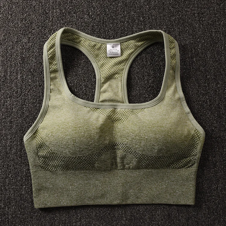 Ombre бесшовный комплект для йоги, спортивный костюм для женщин, 2 предмета, одежда для спортзала, комплект для тренировок, женский спортивный комплект, костюм для фитнеса, одежда для активного отдыха - Color: army green bra