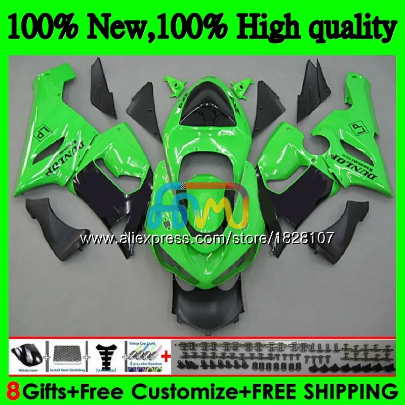 Комплект корпуса для KAWASAKI ZX 6R зеленый черный 600CC 6 R ZX636 ZX-636 600 CC ZX-6R 11BS.51 ZX600 636 ZX6R 05 06