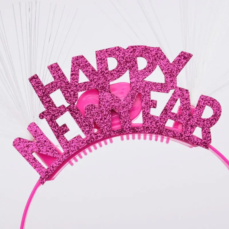 4Pcs/Set Adult Kids Happy New Year Pattern Hair Hoop Luminous LED Light Headband