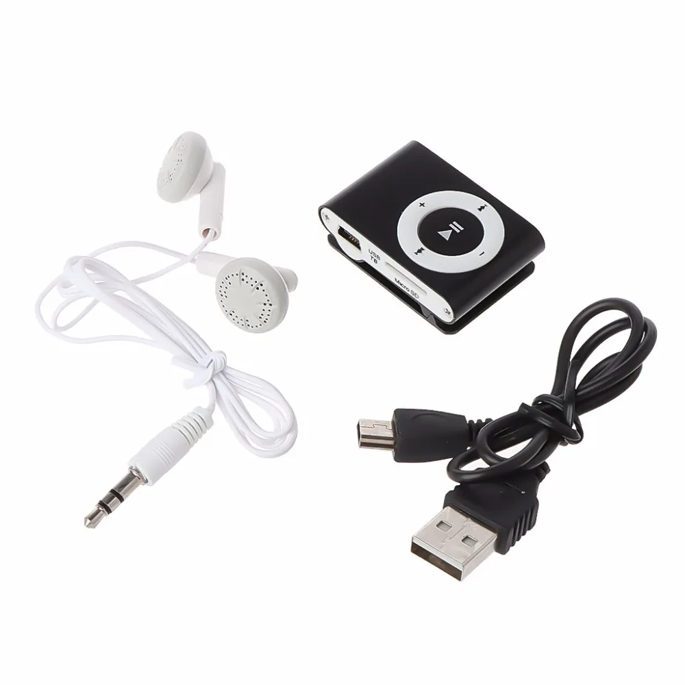 OOTDTY мини-usb-зажим MP3 музыкальный плеер Металлический Поддержка 32 ГБ Micro SD TF карта+ наушники