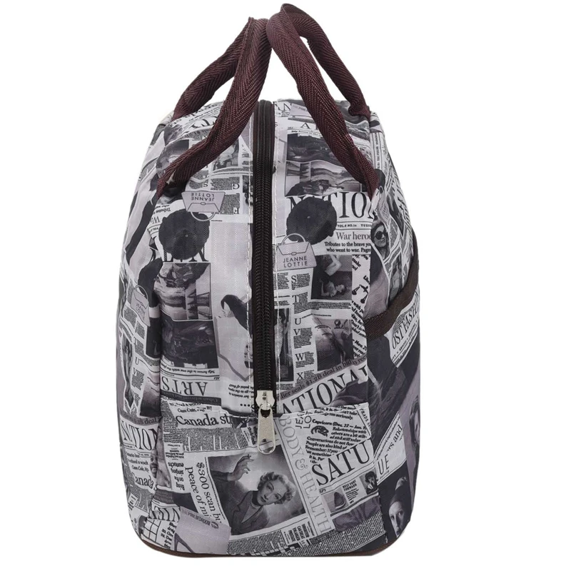 black white brown Style Polyester Lunch Bag Lunch Box Package Shop Tote Bag Purse for Women Girls