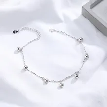 Летний S925 прекрасный серебряный колокольчик ножной браслет простые универсальные студенческие пляжные ножные браслеты женские аксессуары