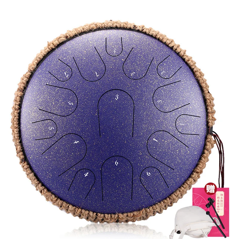 Hluru B Titanium steel tongue drum empty percussion tambourine Zen Musical instrument Profession 15 notes 13inch D tones handpan