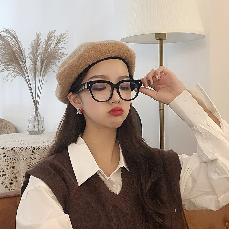 Retro Faux Lamb Wool Beret Women Hat Winter Spring Wool Knitted Octagonal Cap Baret Vintage Pumpkin Painter Hats Newsboy Cap