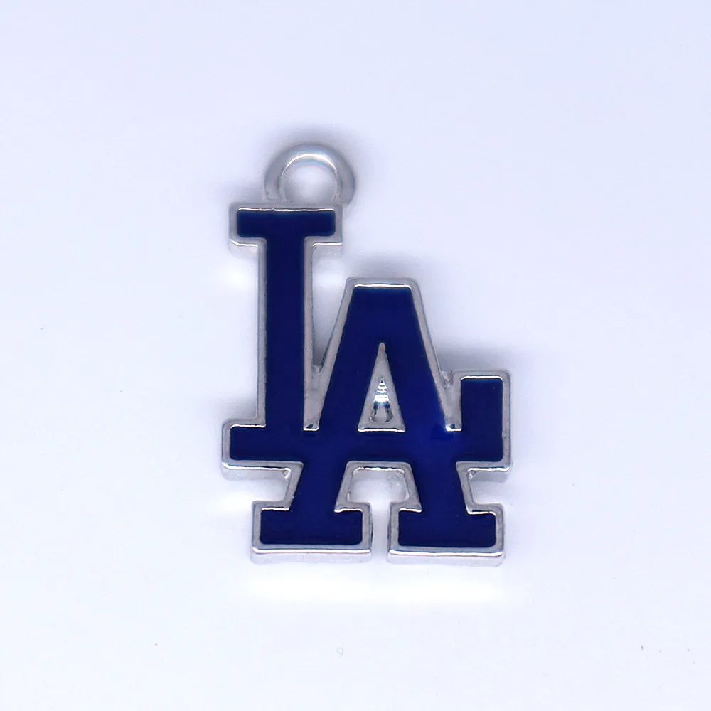 

Custom Metal Alloy Bracelet Earring Necklace Making Accessory DIY Blue Enamel Color Baseball Team Charm Pendant