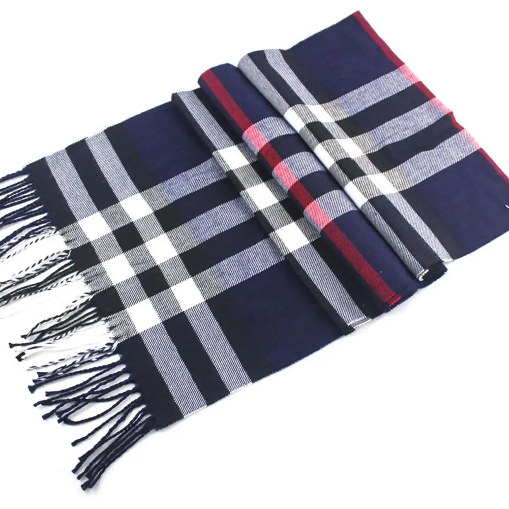 Navy Blue Женский модельный шарф в полоску; теплый шарф для влюбленных; сезон осень-зима - Цвет: Navy Blue