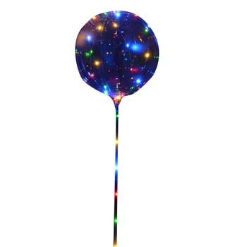 

20inch Round Transparent Luminous Bobo Led Balloon With Sticks Birthday Party Supplies Clear LED Light BoBo Glowing Balloon