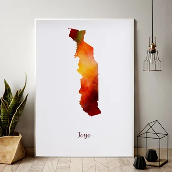 

Togo map watercolor Map Modern City Canvas Art Print Wall Pictures for Living Room No Frame