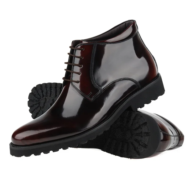 

Hot Sales High Top Leather Shoes Men England Pointed-Toe Pure Patent Cowhide Marriage Black Brown Work Shoes