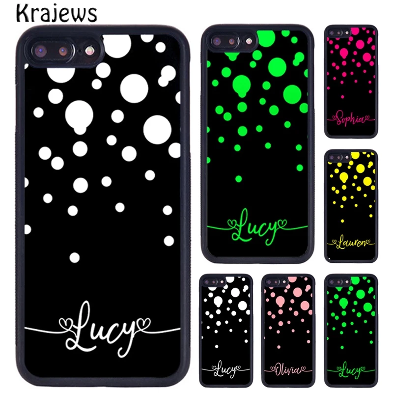 Krajews PERSONALISED INITIAL Polka Dots Spot Phone Case For iPhone X XR XS 11 12 13 Pro MAX 6 7 8 Plus Samsung Galaxy S8 S9 S10 | Мобильные