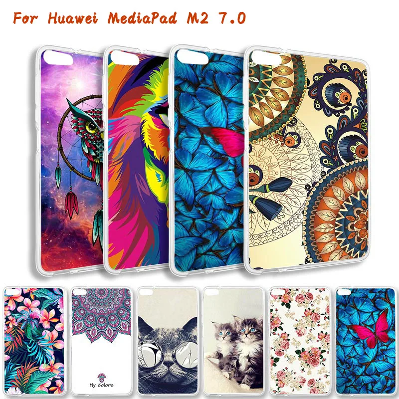 

Soft Silicone Case For Huawei MediaPad M2 7.0 Case Cover M2 7.0 7.0" Inch TPU Tablet Cover Cute Cartoon Painted Tab Surface Case