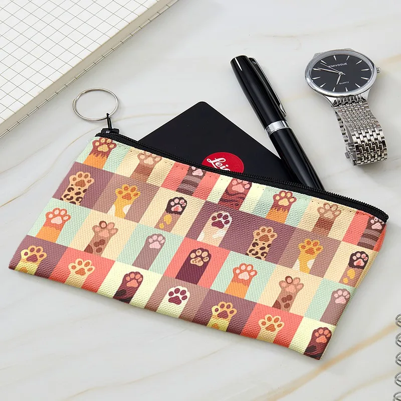 Women and Men Funny Cute Cat And Dog Cartoon Picture Coin Purse Girls Wallet Pouch Zipper Small Canvas Bag