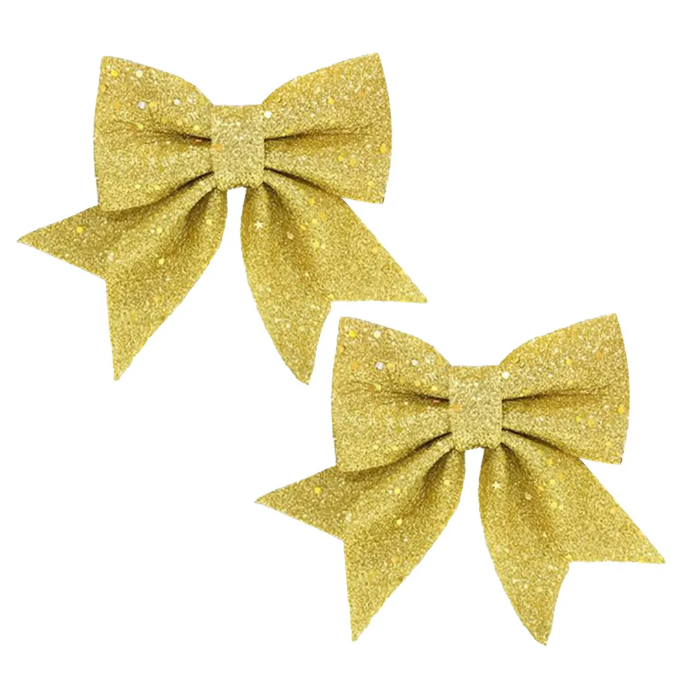 

Xmas Wreath Bows Decorating Bells Christmas Ornaments Reused Durable Gift Hanging Decoration Brooch 12*15CM Tree Pendant