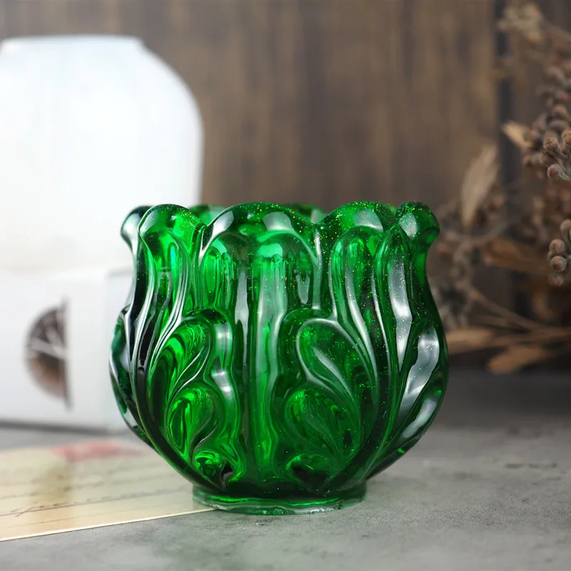 크리스탈 에폭시 수지 몰드, 유리 캔들 홀더, 보관함 몰드, 재떨이, 수지용 다기능 미러 실리콘 몰드