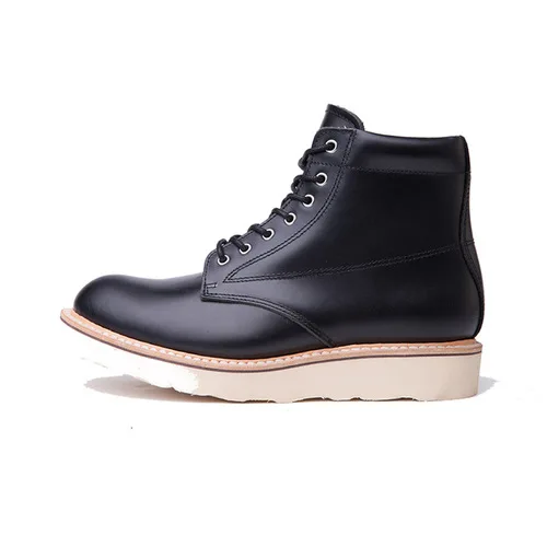 Мужские ботинки в байкерском стиле; Повседневная брендовая кожаная обувь ручной работы в стиле ретро; мужские рабочие зимние боты для военных - Цвет: black