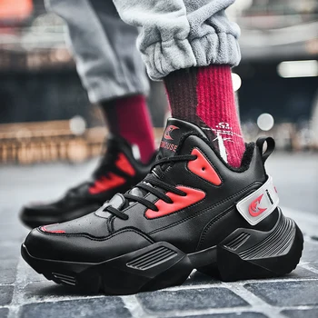 

Winter Plus Velvet Keep Warm Sports Shoes Thick Bottom Men Running Shoes Trend Sports Brand Damping Non-slip Shoes Zapatillas