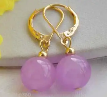 

Natural Charming!10mm Purple Round Lavender Jadeite Dangle Earring