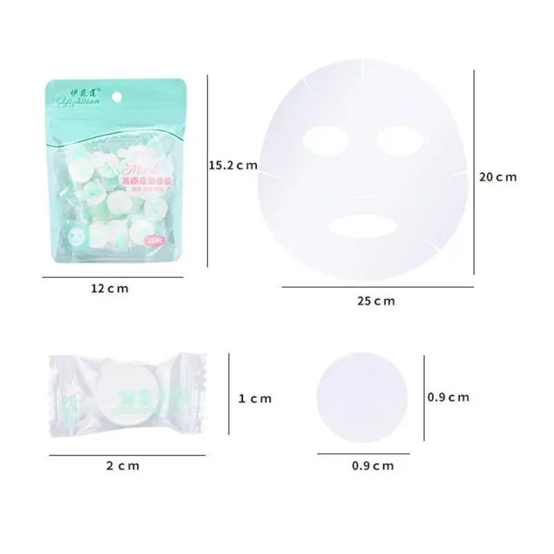 20Pcs Compressed Face Mask Portable Facial Moisturizing Mask Portable Disposable Face Mask
