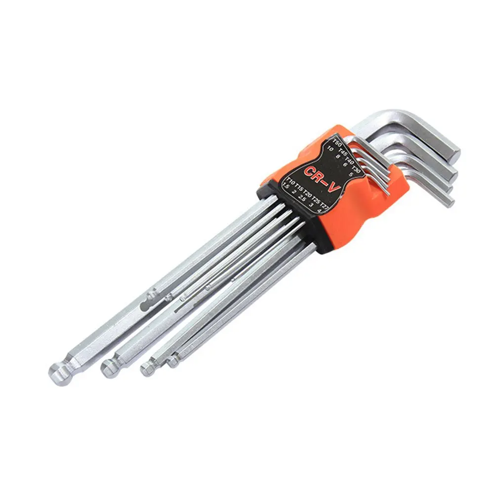 9 Pcs Ball Head Hex Key Wrench Sets Torx L Shape Repair Tool Screwdriver Tool Set CR-V Steel Torque Spanner