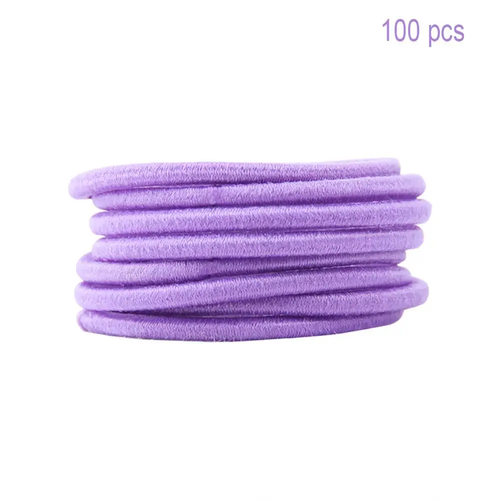 100 шт./лот, нейлоновые резинки для волос, Детские резинки 3 см, Детские резинки, резинки для волос, яркие цвета, Детские аксессуары для волос - Цвет: light purple gum