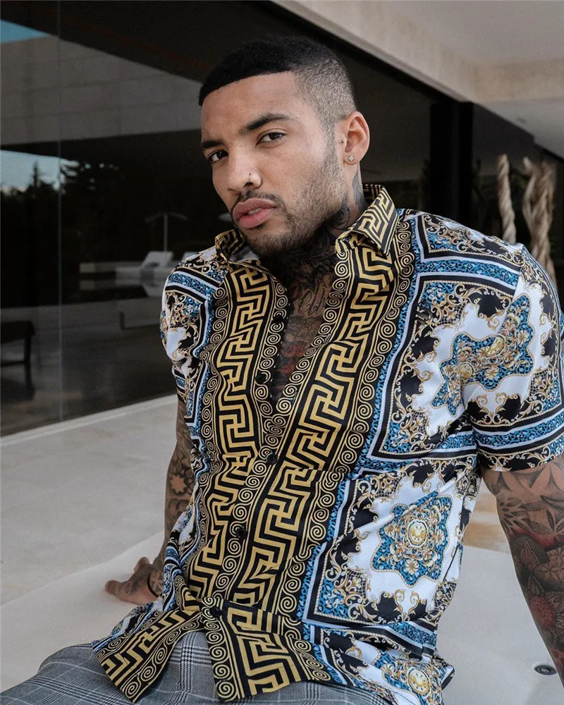 Novedad de verano la ropa de los hombres americana europea de tendencia Retro camisa chaqueta de los hombres de tendencia de moda de manga corta
