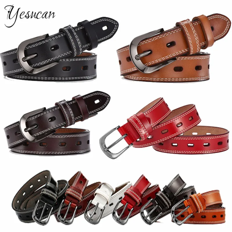 

Luxury Wide Genuine leather belts for women Vintage Pin buckle Woman 2.8cm belt High quality Second Layer Cowskin jeans strap